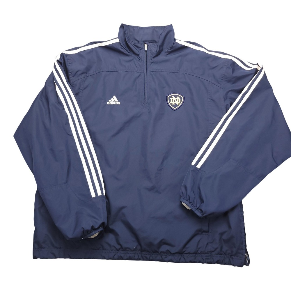 Notre Dame Fighting Irish Jacket Mens 2XL Blue NCAA Football Adidas 1/4 Zip
